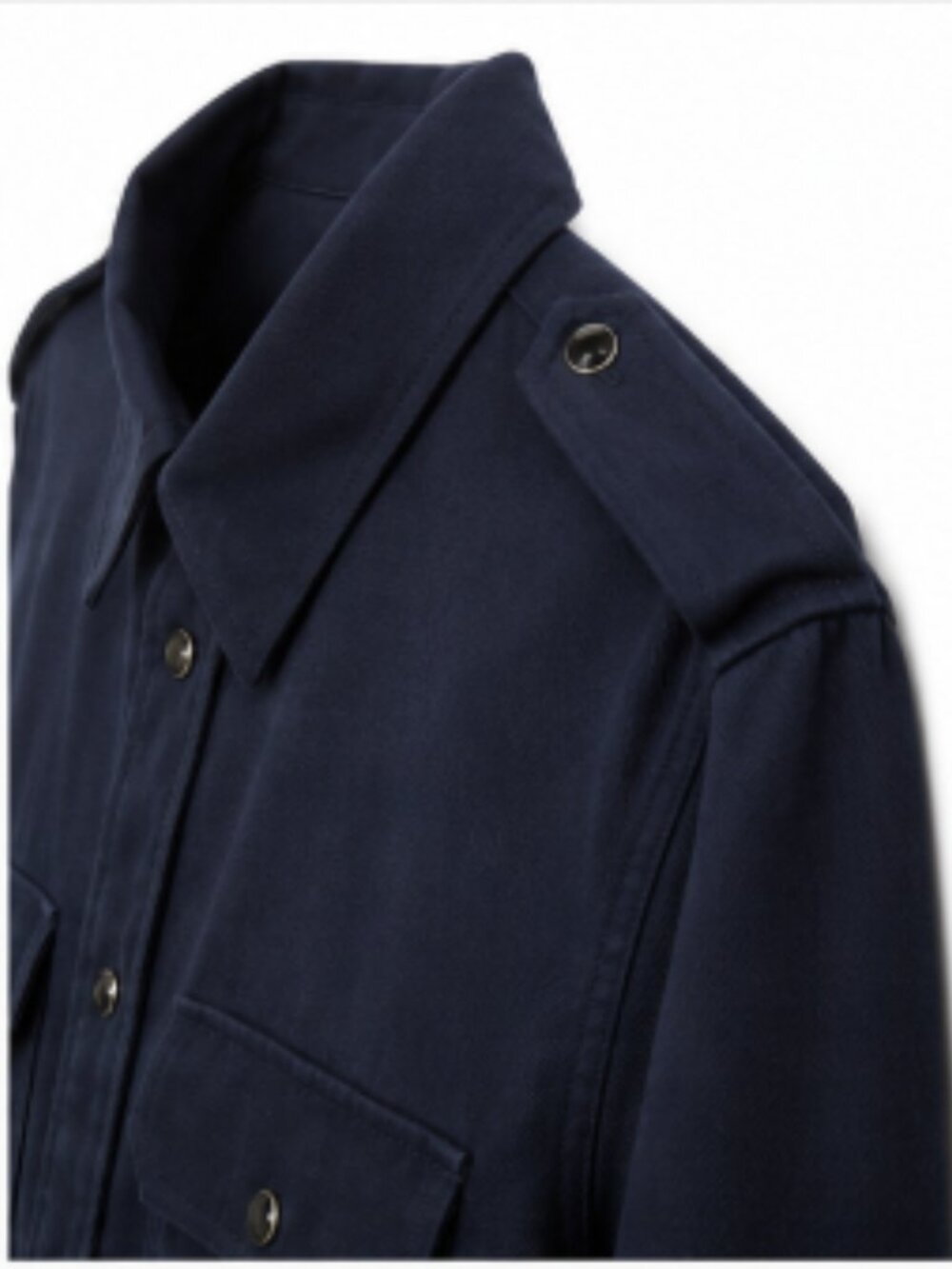 The Kooples Navy Military Safari Snap-Front Overshirt Shirt EU M - Picture 4 of 6